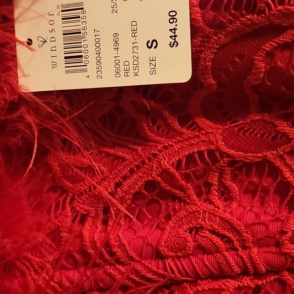 RED - Floral Lace Marabou Bustier - Picture 5 of 5